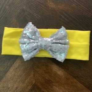 Headband (1) Silver Sequin Bow, Comfy Stretch Knit Headband Yellow or black NEW